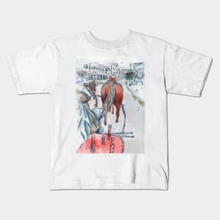 Mackinac Island Carriage Ride Watercolor Kids T-Shirt